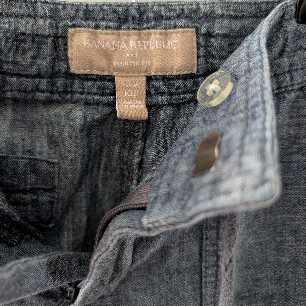 Women's Banana Republic Linen Pants - Soft Denim Color - Sz 10P - Picture 4 of 10